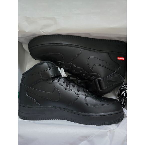 Nike Supreme Air Force 1 Mid Black Mini Box Logo Sneakers Men’s 11 NWT DS OG - Picture 1 of 14